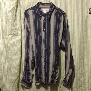 Fabulous Vintage UOMO Made in Italy Large Micro stripe Lightweight MENS SHIRT